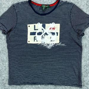 Lauren Ralph Lauren B/W Striped W/Anchor Shirt Size M Women's